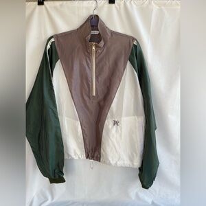 Palm Angels Half Zip Colorblock Taupe Green White Viscose Size L  New